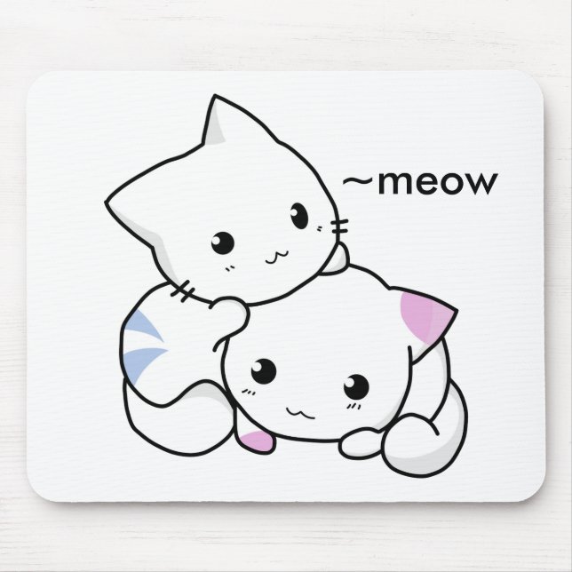 Mousepad Desenho bonito do gatinho do menino e da menina no (Frente)