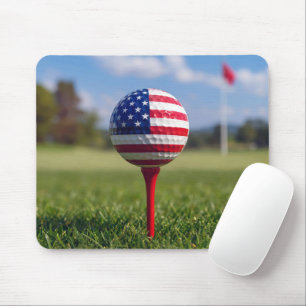 Mousepad Desenho da Bandeira Americana em uma Bola de Golfe
