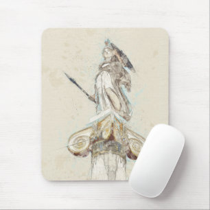 Mousepad Desenho da Estátua de Athena, Grécia Viagem Art