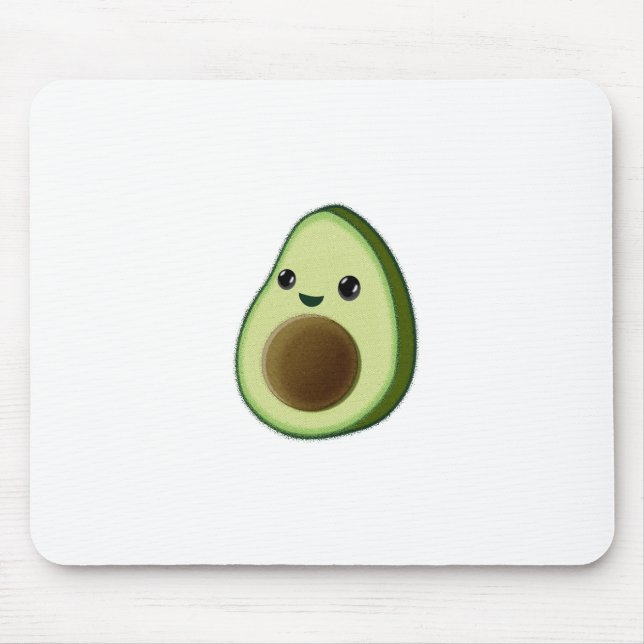 Mousepad Desenho de Abacate Kawaii Personalizado Branco (Frente)