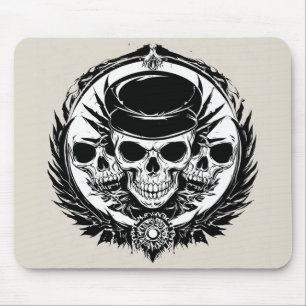 Mousepad Desenho de Caveira com Asas e Símbolos