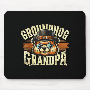 Mousepad Desenho de chapéu de vovô de marmota elegante para
