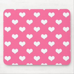Mousepad Desenho de Corações Lindos Brancos e Rosas
