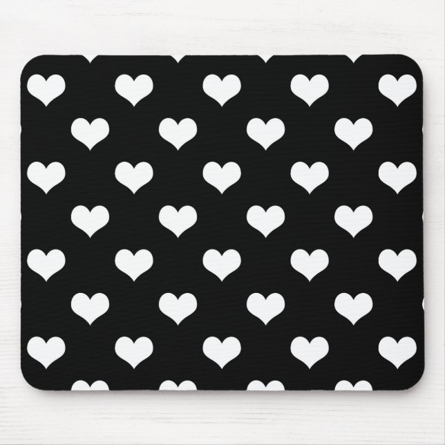 Mousepad Desenho de Corações Lindos Preto Branco (Frente)