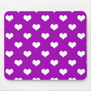Mousepad Desenho de Corações Lindos Roxo Branco