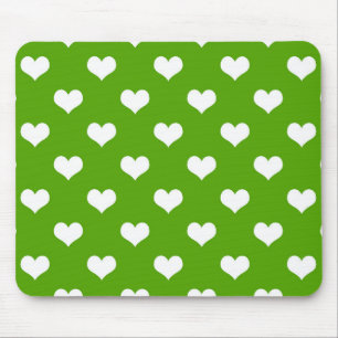 Mousepad Desenho de Corações Lindos Verde Branco
