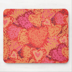 Mousepad Desenho de corações mosaico fofos