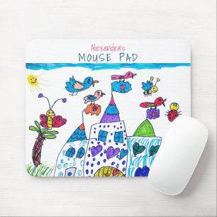 Mousepad Desenho de Criança, Castelo Colorido Fofo