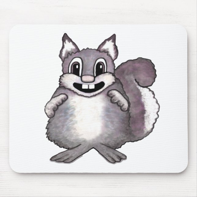 Mousepad Desenho de desenho animado de esquilo feliz (Frente)