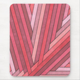 Mousepad Desenho de Faixa Geométrica Vermelha Pintada à Mão