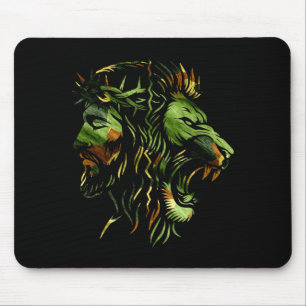 Mousepad Desenho de Fé Camuflado Coroa Jesus Leão Cristão