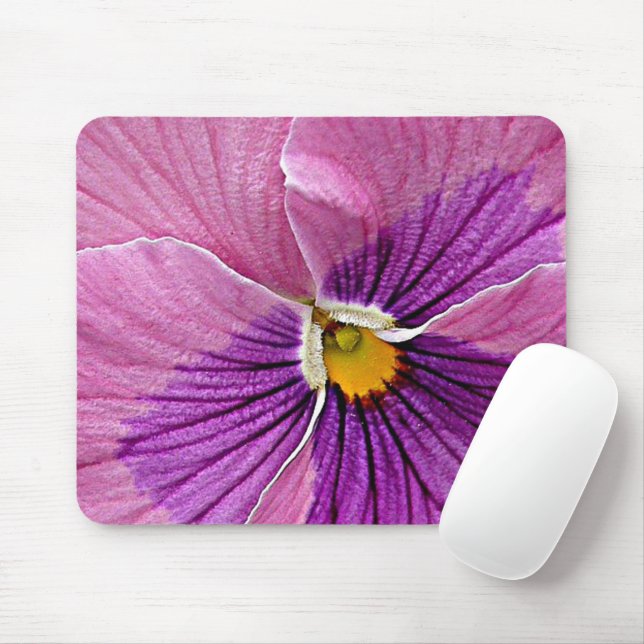 Mousepad Desenho de Flor de Pensamento Roxo Violeta Rosa Bo (Com mouse)
