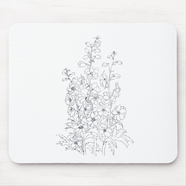 Mousepad desenho de flores de delphinium larkspur (Frente)