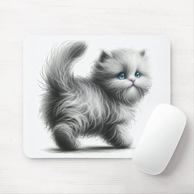 Mousepad Desenho De Kitten Em Branco (Com mouse)