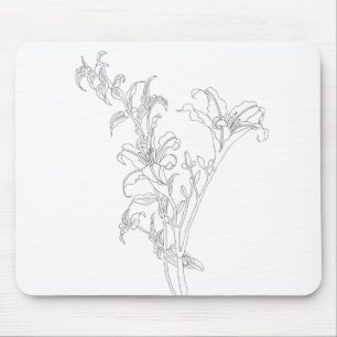 Mousepad desenho de linhas diurnas preto e branco