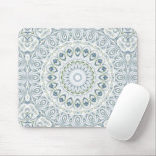 Mousepad Desenho de Padrão de Mandala Azul e Verde Sereno