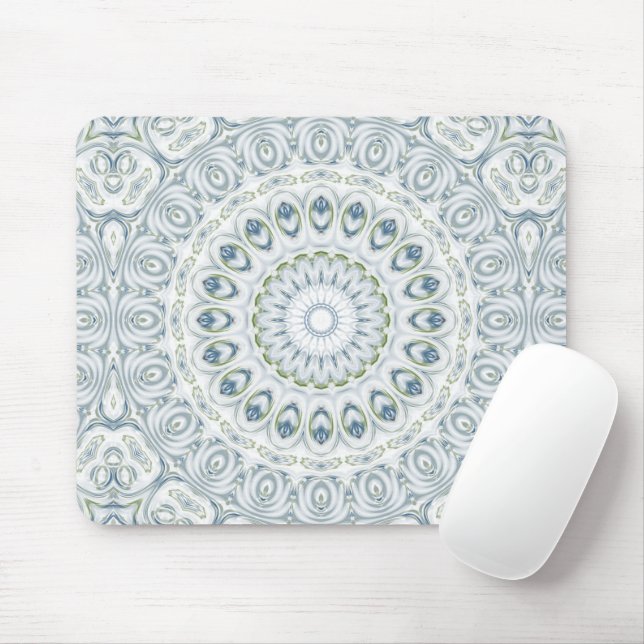 Mousepad Desenho de Padrão de Mandala Azul e Verde Sereno (Com mouse)