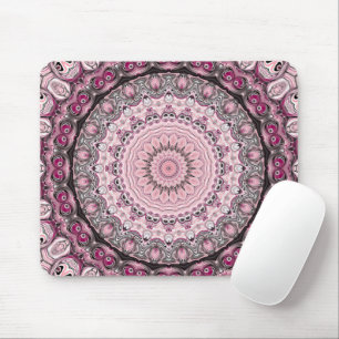 Mousepad Desenho de padrão de mandala rosa e burgundy