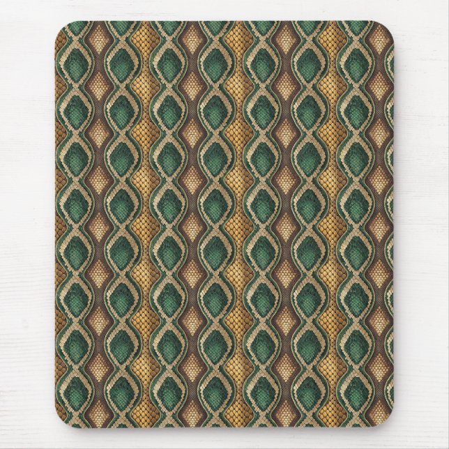 Mousepad Desenho de padrão de pele de cobra em esmeralda e  (Frente)