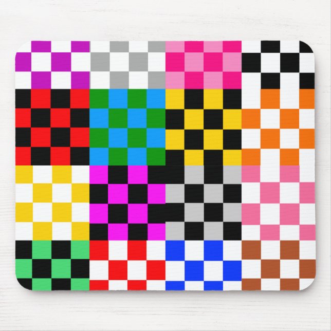 Mousepad Desenho de padrão xadrez colorido em patchwork  (Frente)