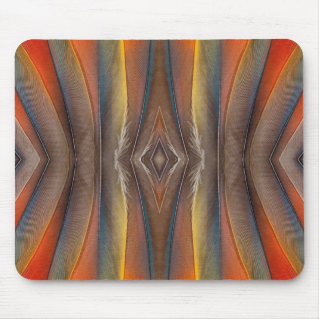 Mousepad desenho de penas de Arara-vermelha (Frente)