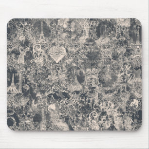 Mousepad Desenho de Toile de Paris Preto Elegante