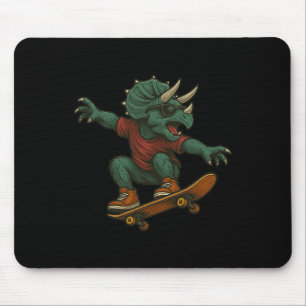 Mousepad Desenho de Triceratops Dinossauro de Skate Colorid