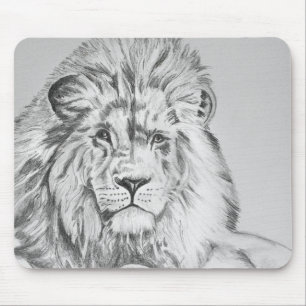 Mousepad Desenho do Lápis Original Desenho de um Leão