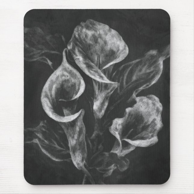 Mousepad Desenho em giz de lírios Calla (Frente)