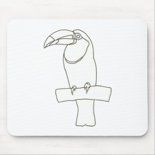 Mousepad Desenho esquemático do pássaro tucano na ramificaç