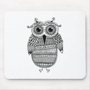 Mousepad Desenho étnico da tinta da coruja