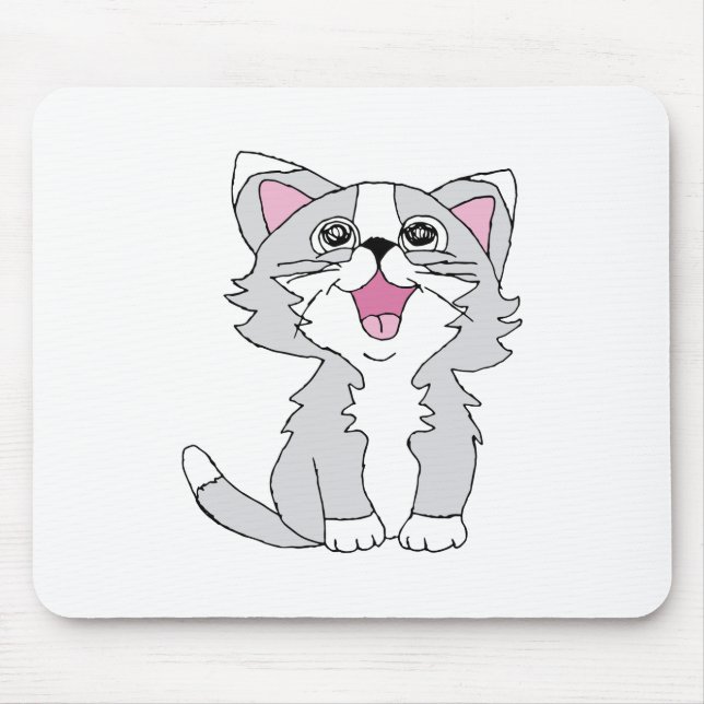 Mousepad Desenho Feliz de Gato Feliz, Aestésico, De Gato (Frente)