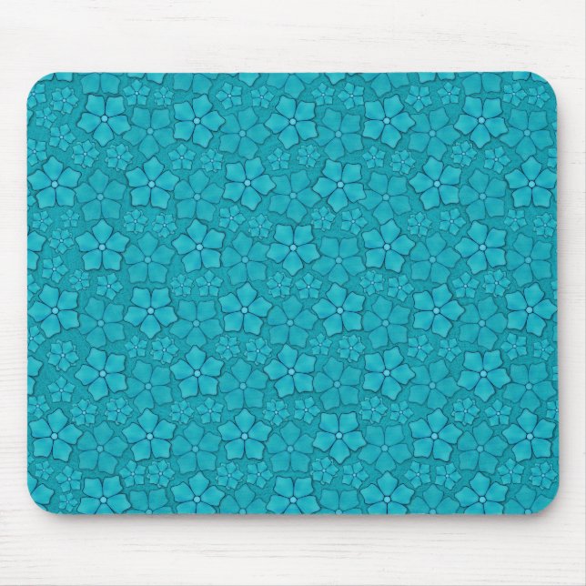 Mousepad Desenho floral azul-esverdeado (Frente)