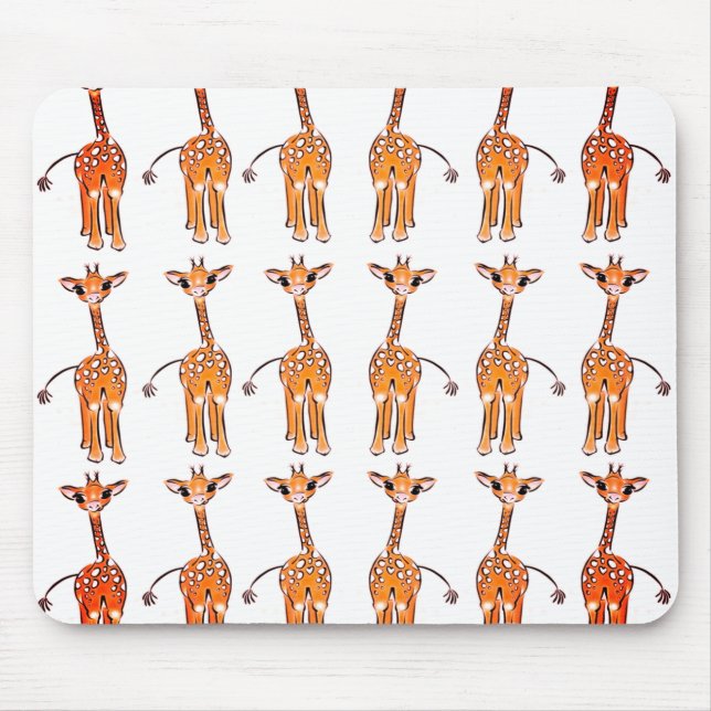 Mousepad Desenho girafa bonito, animais safari (Frente)