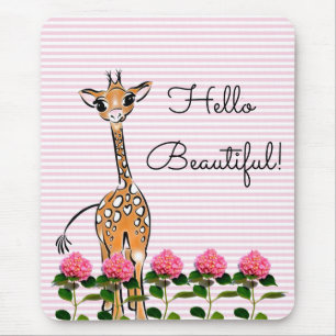 Mousepad Desenho girafa bonito, animais safari