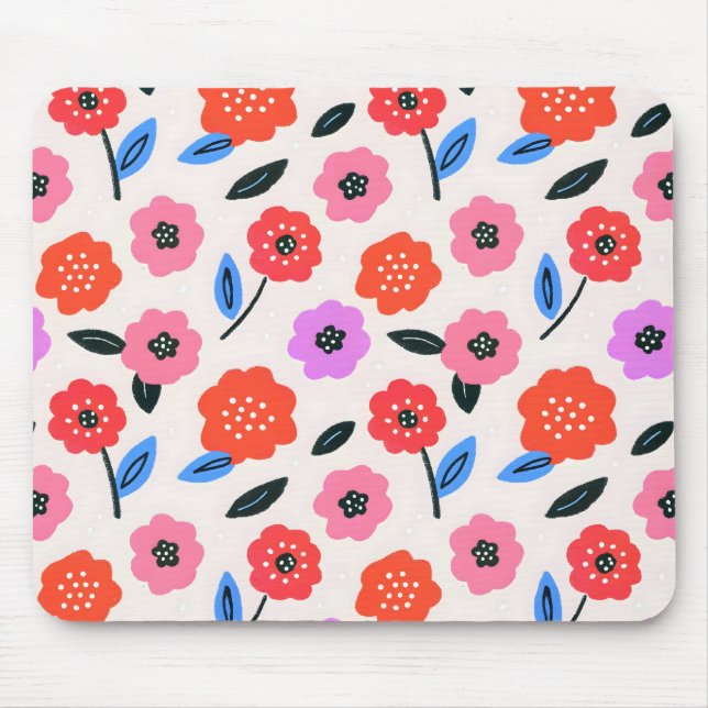 Mousepad Desenho Han de padrão de flores (Frente)