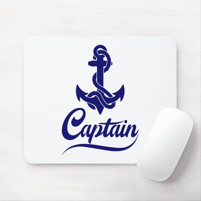 Mousepad Desenho Náutico Âncora Vela Capitão (Com mouse)