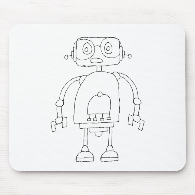 Mousepad Desenho Simples De Robô Inteligente Desenhado À Mã (Frente)