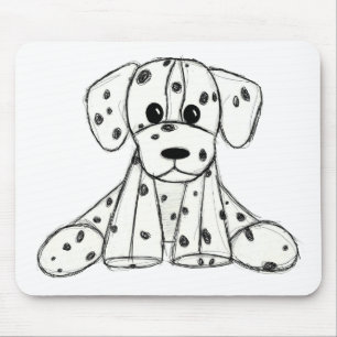 Mousepad Desenho simples de um cão dalmata de pelúcia em pr