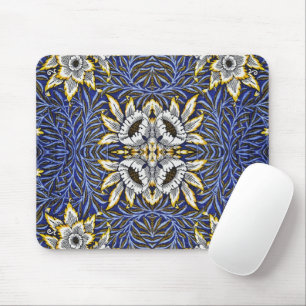 Mousepad Desenho Tulipa e Salgueiro Azul e Dourado de Willi