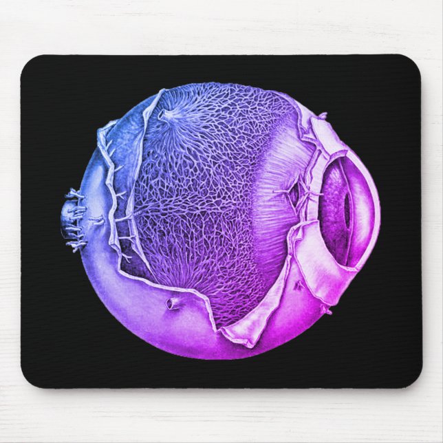 Mousepad Desenho Vintage Moderno de Olhos Estranhos | Roxo (Frente)