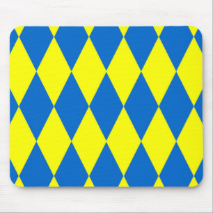 Mousepad Desenho Xadrez Arlequim Amarelo Azul