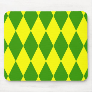 Mousepad Desenho Xadrez Arlequim Amarelo Verde