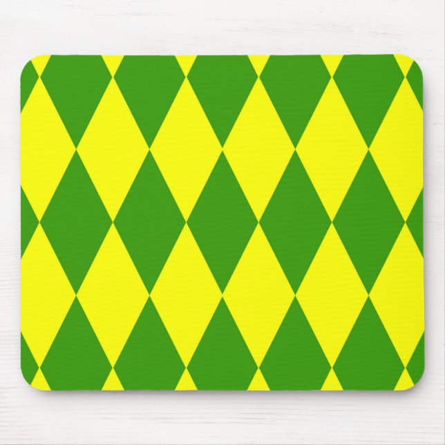 Mousepad Desenho Xadrez Arlequim Amarelo Verde (Frente)
