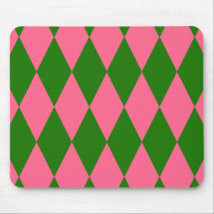 Mousepad Desenho Xadrez Arlequim Verde Rosa