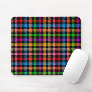 Mousepad Desenho Xadrezinho de Arco-Íris Colorido - Preto
