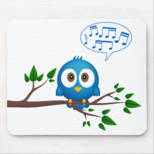 Mousepad Desenhos animados azuis bonitos do pássaro do