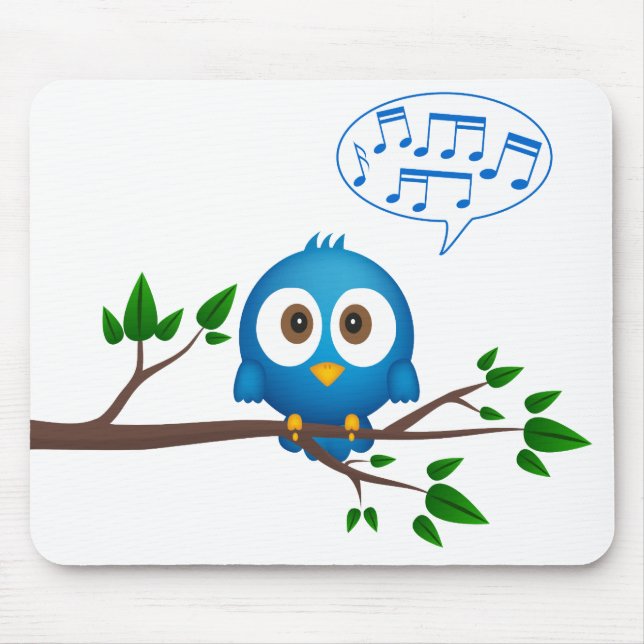 Mousepad Desenhos animados azuis bonitos do pássaro do (Frente)