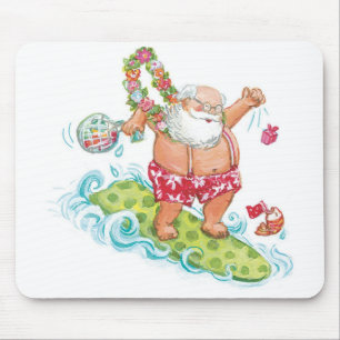 Mousepad Desenhos animados do natal vintage que surfam