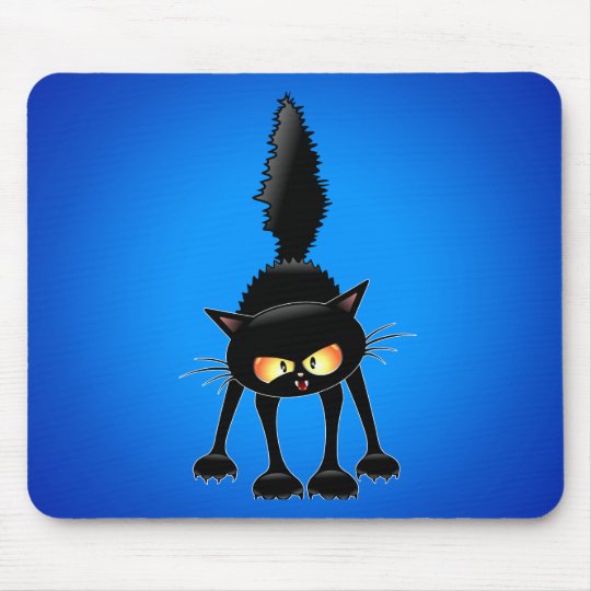 Mousepad Desenhos Animados Ferozes Engracados Do Gato Preto Zazzle Com Br